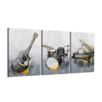 1 x RAW Customer Returns ZHONGYUTONG 3-Piece Music Wall Art Print with Frame Guitar Piano Drum Musical Instrument Picture Canvas Poster Vintage Painting for Classroom Decoration 40 x 60 cm x 3 Pieces  - RRP €62.81