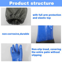 1 x RAW Customer Returns Pond Gloves Long Fishing Gloves Pond Care Gloves Work Gloves Waterproof, PU Gloves Sandblasting, Resistant to Acids and Alkalis, 65cm Blue  - RRP €13.99