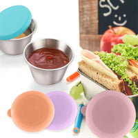 2 x Brand New Small stainless steel sauce containers 4 piece food container set salad dressing containers mini containers for lunch box spice containers with silicone lid for children s snacks, dips and spices, salad, BPA-free - RRP €21.16