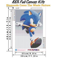 1 x Brand New 5D DIY Sonic Full Diamond Painting Cross Stitch Kits, Adults and Kids Cross Stitch Full Drill Crystal Rhinestone Embroidery Pictures Art Craft for Home Wall Decor, 12x16 inch - RRP €20.4