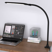 1 x RAW Customer Returns Hokone LED Desk Lamp Gooseneck Clamp Light Swivel Arm Architect Lamp Dimmable Adjustable Color Temperatures, Eye Protection, Touch Control Office Table Lamp 9W Black - RRP €34.87