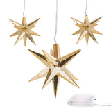 1 x RAW Customer Returns Gresonic Pack of 3 individually LED Christmas star fairy lights, battery operated gold, diameter 12 cm  - RRP €10.07