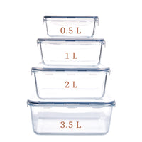 1 x RAW Customer Returns HUSANMP set of 4 extra large glass food storage containers, glass container with lid, glass storage container, glass storage jar, BPA-free, suitable for dishwasher, microwave, freezer. - RRP €46.14