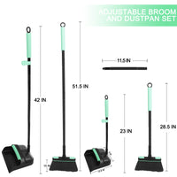 1 x RAW Customer Returns BEI HONG broom and dustpan set, dustpan with 90.5 126cm long handle, upright dustpan set with 5 stainless steel rods 4 layers of broom 1 brush holder for home, office, lobby sweeping - RRP €20.1