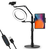 1 x RAW Customer Returns viozon 3 in 1 Selfie Desktop Live Stand, Adjustable Height Raised, 8 inch LED Ring Light, Compatible with 3.5-13 Tablet and Phone, Streaming, Online Meeting - RRP €69.99