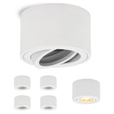 1 x RAW Customer Returns Gleonlux LED surface-mounted spotlight, swivelling, flat, 6-pack, surface-mounted spotlight, matt white, ceiling spotlight for LED modules 230V, spotlights, ceiling light, round, spotlights, ceiling lamp,  - RRP €60.49