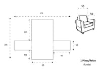1 x RAW Customer Returns Textilhome - Funda Cubre Sof Malu -1 Plaza - Relax - Protector para Sof s Acolchado Color - RRP €19.74