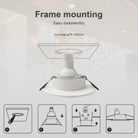 1 x RAW Customer Returns GY 6 LED recessed spotlights including GU10 socket, IP65 recessed lights for bathroom kitchen, LED GU10 recessed frame ceiling spot white round, socket for MR16 LED or halogen bulbs, 35 swiveling - RRP €25.99