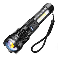 1 x RAW Customer Returns HOSONIC A76 Flashlight LED Rechargeable Extremely Bright 20000 Lumens - Tactical Flashlights With Sidelight Red Blue Light, 7 Modes Clip Flashlight, TYPE-C, Battery Indicator - RRP €25.56