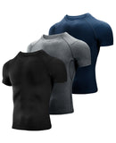 1 x RAW Customer Returns Niksa 3 Pack Compression Shirt Men, Running Shirt Men Short Sleeve with Underarm Mesh Short Sleeve Functional Shirt Breathable Sports Shirt Men for Running Workout Fitness Black, Gray, Navy, M - RRP €30.38