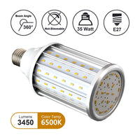 1 x RAW Customer Returns Martll LED Corn Light Bulb, E27 LED Light Bulb 35W Corn Cob LED Corn Bulb 3450LM 350W Equivalent Incandescent Bulb LED Light Bulb for Factory Warehouse Garage Yard, Not Dimmable Cold White, 35W  - RRP €17.84