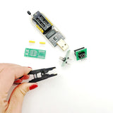 1 x RAW Customer Returns JZK Routing USB Programmer CH341A Writer LCD Flash for 25 SPI Series 24, SOIC8 SOP8 Test Clip for EEPROM 93CXX 25CXX 24CXX In-Circuit Programming with Adapter - RRP €10.68