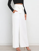 1 x Brand New AIEOE Elegant Wide Leg High Waist Formal Trousers for Women Size S White - RRP €45.55