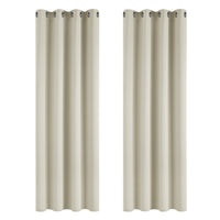 1 x RAW Customer Returns Deconovo curtain blackout eyelet curtains living room curtains opaque, 138 x 117 cm height x width , light beige, set of 2 - RRP €28.04