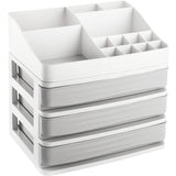 1 x RAW Customer Returns DEAYOU Makeup Cosmetic Organizer with Drawers Skin Care Storage Box with Brush Lipstick Holder Desktop Sundry Storage Box for Bedroom Bathroom Vanity Jewelry Grey  - RRP €21.06