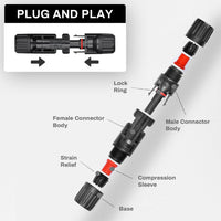 2 x RAW Customer Returns COCOSY 6 Pairs Solar Cable Connectors with 1 Pair of Keys, Solar Cable Connectors for Solar Panels, Male and Female Connectors for Photovoltaic PV DIY Cable, Black Photovoltaic Connectors - RRP €16.9