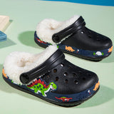 1 x RAW Customer Returns Hitopteu Children s Clogs Boys Girls Dinosaur Garden Shoes Slippers Garden Clogs Beach Slippers Dark Winter Black EU 30 - RRP €19.99