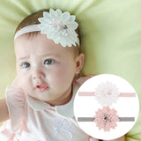 1 x Brand New Baby Girls Soft Elastic Lace Headband 2Pcs Girls Headband Pink White  - RRP €18.0