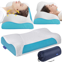 2 x Brand New Memory Foam Cervical Pillow, Orthopedic Cervical Pillow with Waterproof Case, Contoured Pillow Adjustable Height, Ergonomic Travel Pillow for Travel Home, 60 x 12 10 x 42 cm - RRP €66.84