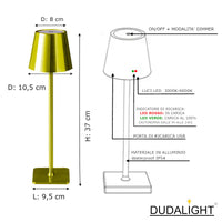 1 x Brand New DUDALIGHT USB Rechargeable LED Table Lamp - Wireless, Touch, Dimmable for Restaurant, Desk, Bedside - 3 LED Lights of Different Intensity - RRP €46.19