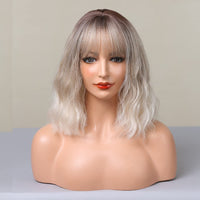 1 x Brand New Qihang Short Curly Ombre Gray Wig with Bangs 12 Inches Synthetic Heat Resistant Fiber Wigs for Women - RRP €24.0