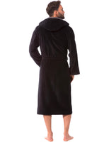 1 x RAW Customer Returns Morgenstern bathrobe for men made of cotton with hood in black house bathrobe ankle-length shower bathrobe velor size M - RRP €60.46