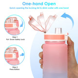 1 x RAW Customer Returns minghaoyuan 1L Sports Water Bottle, BPA Free Straw Water Bottle, Motivational Water Bottle with Signs of Time, Leak Proof for Gym, Office, Camping, Running C  - RRP €9.83