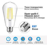 1 x RAW Customer Returns LED bulb E27 ST64, vintage bulb, 12 W, 6500 K, cool white, Extrastar Retro, Edison light bulb, vintage, antique, 1521 lm, equivalent to 120 W, 4 pieces - RRP €20.4