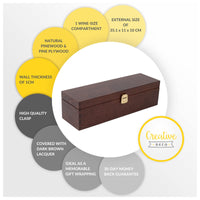 1 x RAW Customer Returns Creative Deco Brown Wine Box Wooden Box Wine Box for 1 Bottle with Lid and Closure 35.1 x 11 x 10 cm Perfect for decoupage, storage, decoration or as a gift Made of pine wood - RRP €18.97