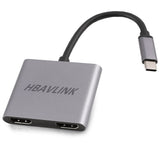 1 x RAW Customer Returns USB C to HDMI adapter 4K, HBAVLINK USB C HDMI x2 adapter Thunderbolt HDMI splitter dual monitor extended display USB C to HDMI single 4K 60Hz or dual 4K 30Hz output for Windows laptop - RRP €35.03