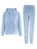 1 x RAW Customer Returns REORIA Women s Tracksuit Set Long Sleeve Hoodie Jogger Crew Neck Two Piece Outfit Tracksuit Light Blue XL - RRP €39.29