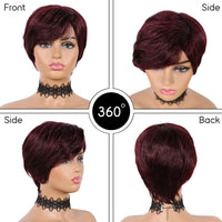 14 x Brand New Human Hair Wigs Short Pixie Cut Wigs with Bangs Non Lace Front Wigs Brazilian Human Hair Full Machine Wigs for Women 99J  - RRP €404.6