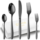 1 x RAW Customer Returns COPOTI cutlery set black for 12 people, 60 piece titanium black high gloss stainless steel knife fork spoon rust-proof tableware set. - RRP €71.8