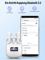 1 x RAW Customer Returns Bluetooth 5.3 headphones, wireless Bluetooth headphones in ear with 4 mics, in-ear earphones Bluetooth with LED digital display, HiFi stereo sound, IP7 waterproof, 25 hours playtime for work and travel white - RRP €16.99