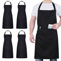 1 x RAW Customer Returns atopo 4 Pack Chefs Apron, Black Apron for Men Women, Waterproof Apron with 2 Pockets, Adjustable Neck Strap Apron for Kitchen Cooking Baking Garden BBQ - RRP €19.15