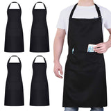 1 x RAW Customer Returns atopo 4 Pack Chefs Apron, Black Apron for Men Women, Waterproof Apron with 2 Pockets, Adjustable Neck Strap Apron for Kitchen Cooking Baking Garden BBQ - RRP €20.64