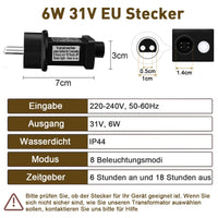 1 x RAW Customer Returns yowin 31V EU plug 8 modes fairy lights power supply adapter with timer, memory function, IP44 waterproof transformer for Christmas lights net lights fairy lights icy rain light curtain LED - RRP €11.28