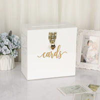 1 x RAW Customer Returns UMNACON Acrylic Wedding Card Box Gift Card Box with Love Lock for Anniversary Christmas Wedding Birthday Baby Shower Party Gift Decoration Top Card Slot White  - RRP €29.23