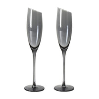 1 x RAW Customer Returns REAWOW Crystal Champagne Glasses Sparkling Wine Glasses 180ml Lead-Free Electroplating Gray Champagne Flutes Sparkling Wine Goblet with Pulled Stem Gift Set 2pcs - RRP €22.18