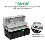 1 x RAW Customer Returns Weytoll tool box, 3-layer portable tool box, 400 x 210 x 180 mm, can be fully opened, automatic storage tool box, light and portable - RRP €32.45