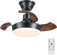 1 x RAW Customer Returns Mpayel 60cm Modern Ceiling Fans with Light and Remote Control, Black Ceiling Fan with Light, Reversible, Small Bladeless Ceiling Fans with Dimmable LED Light for Bedroom Kitchen - RRP €102.29