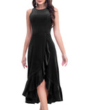 1 x Brand New Gardenwed Velvet Dress Evening Dress Long Elegant Split Bodycon Dress Long Formal Cocktail Party Dresses Wedding Guests Ball Gown Festive Party Dress Black S - RRP €34.99