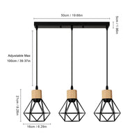 1 x RAW Customer Returns DAXGD Modern iron chandelier, E27 three-head black diamond chandelier, height adjustable, suitable for restaurant kitchen bar - RRP €45.9