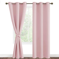 1 x RAW Customer Returns DWCN Opaque Curtains Blackout Curtains with Eyelets 2 Pieces Thermal Curtain for Living Room Bedroom Blush Pink 228 x 117 cm H x W  - RRP €38.3