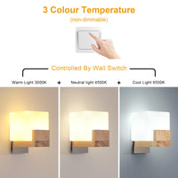 1 x RAW Customer Returns Comely wall light indoor wall lamp wood, with 1 x G9 light bulb, creative square design modern wall light glass in white for bedroom, hallway, living room, dining room, kitchen, staircase - RRP €32.44