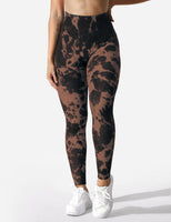 1 x RAW Customer Returns ZAAYO Sports Gym Leggings Booty Scrunch Butt Lift Tie Dye Leggings Brown S - RRP €30.24