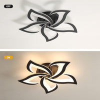 1 x RAW Customer Returns Riserva Modern LED Ceiling Light, 60W 6500LM Creative Flower Shape Acrylic Ceiling Lamp, 5 Heads Black Petals Led Chandeliers for Living Room, Bedroom, Dining Room, Kitchen, Warm White 3000K  - RRP €60.44