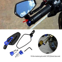 1 x RAW Customer Returns Motorcycle handlebar rearview mirror, 1 pair of 7 8 inch 22 mm motorcycle mirrors 360 degree adjustable rearview mirror CNC bar end mirror motorcycle for ATV MT07 MT09 Z750 LTZ 400 Z1000 blue  - RRP €27.53