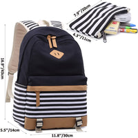 1 x RAW Customer Returns Kimwadalh School Backpack for Teenage Girls Canvas School Backpack High School Backpack with Pencil Case Women s Laptop Backpack with USB Port - RRP €19.82