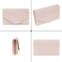 1 x RAW Customer Returns MEGAUK Women s Velvet Clutch Elegant Evening Bag Suede Handbag Envelope Bag Clutch Bag with Chain for Wedding Prom Party Pink - RRP €20.16